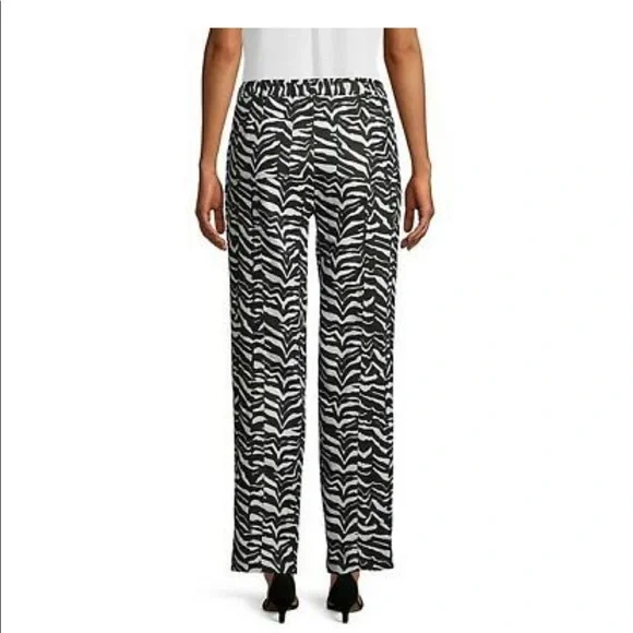 NWT Calvin Klein Zebra-Print Linen Tab-Cuff Pants - Picture 3 of 7
